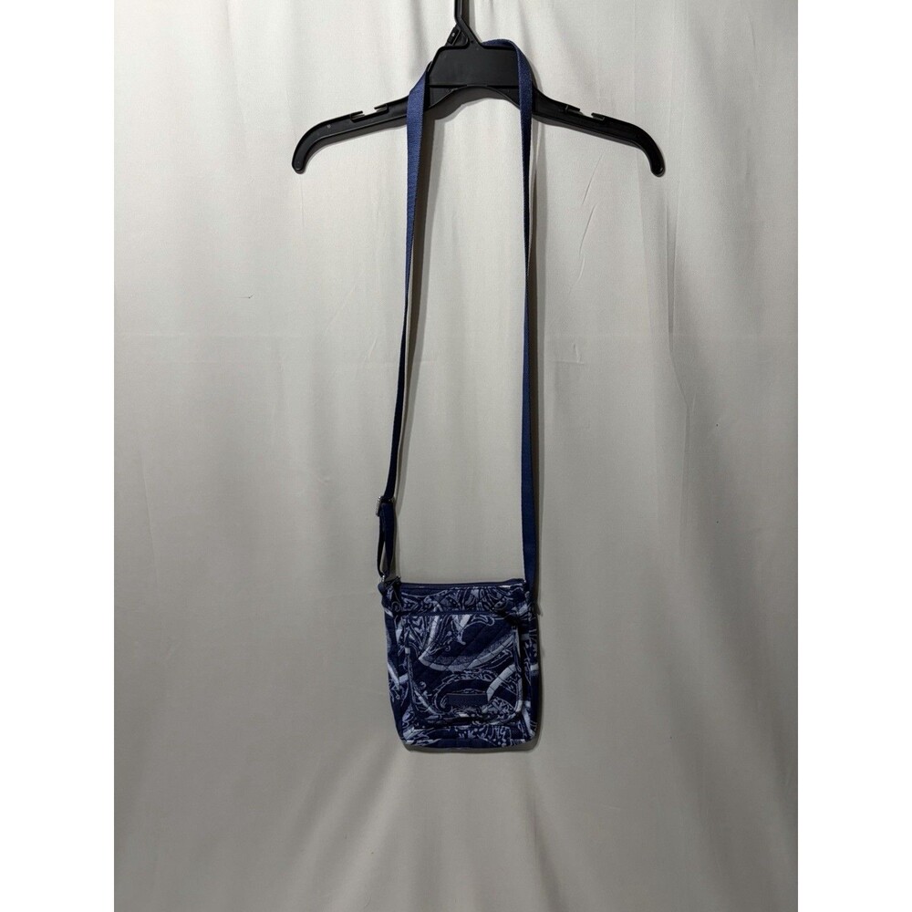 Vera Bradley Paisley Noir Crossbody Bag Quilted Cotton Blue Floral 8 X 8